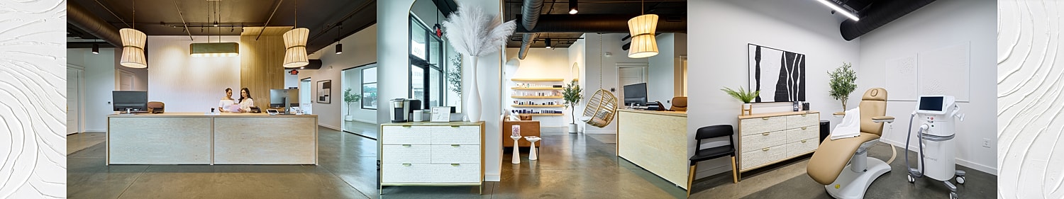 Modern medical office reception and treatment areas.